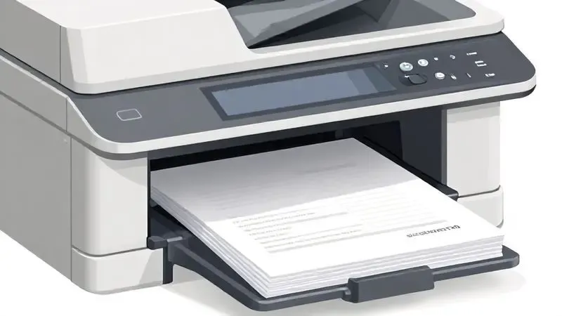 Ilustração do alimentador automático de documentos em impressora multifuncional para digitalização