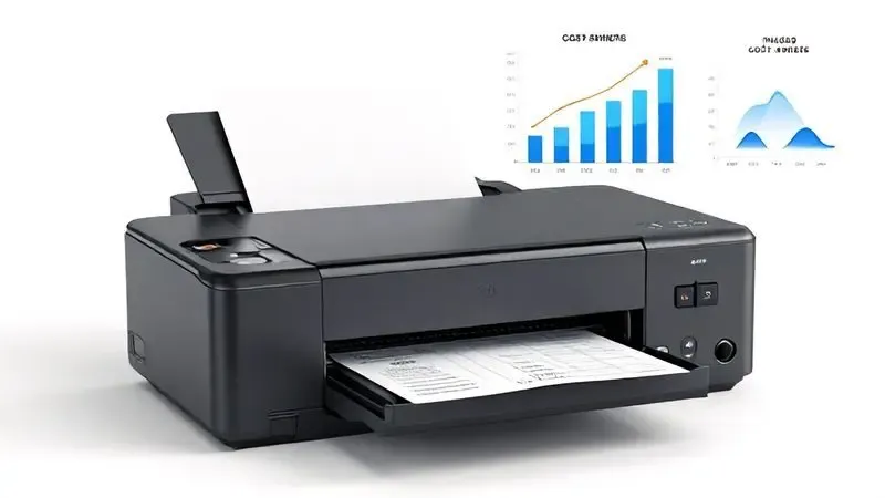 Análise de custo-benefício com gráficos ilustrativos sobre impressão sem tinta
