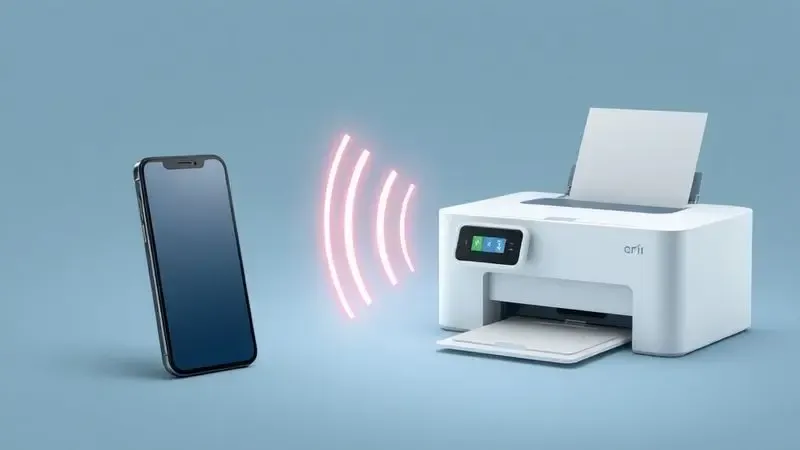 Celular conectando-se diretamente à impressora via Wi-Fi Direct sem necessidade de roteador