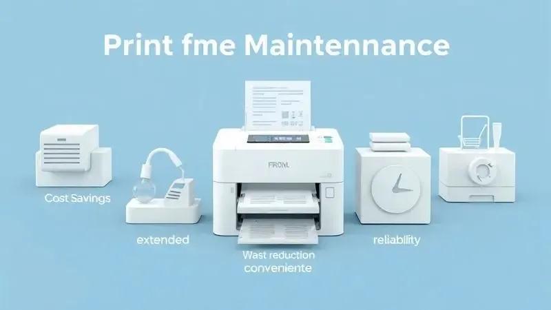 Conceito visual dos cinco benefícios principais da manutenção de impressoras