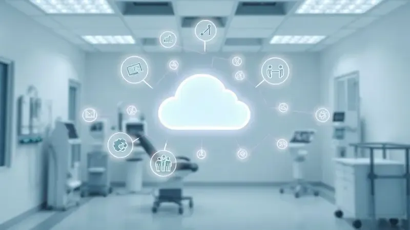 Representação conceitual de tecnologia como serviço aplicada à gestão e infraestrutura de saúde.