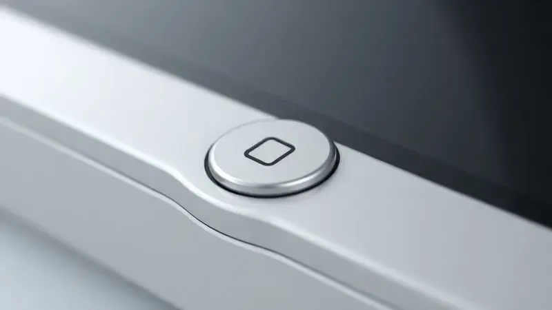 Representação artística em 3D de botões de controle em um dispositivo eletrônico moderno e minimalista.