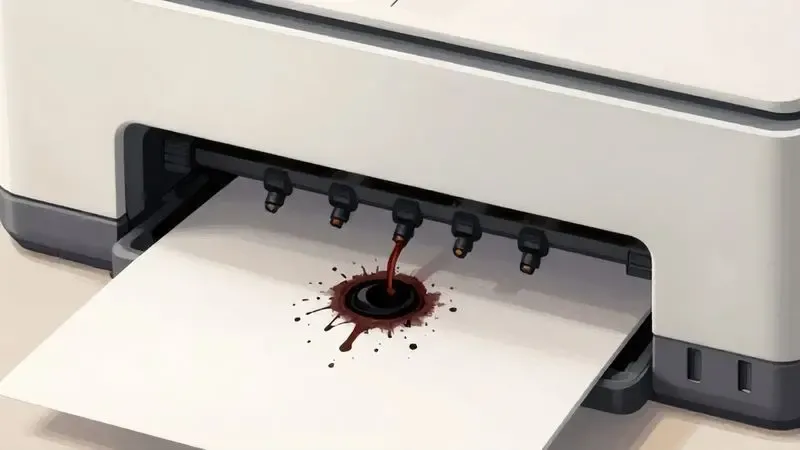 Diagrama ilustrativo mostrando mecanismo de tinta entupido dentro de uma impressora