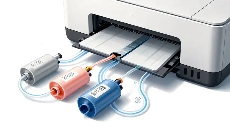 Ilustração das causas principais de entrada de ar no sistema de tinta da impressora