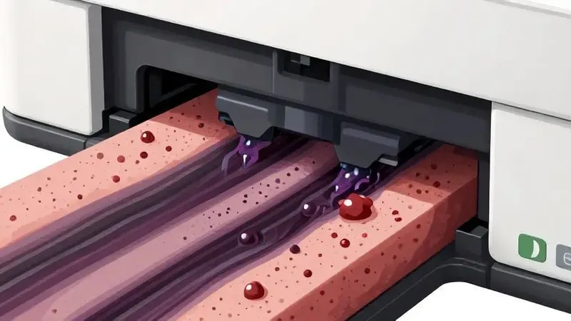 Diagrama ilustrativo do mecanismo de entupimento de cabeça de impressão por pigmentos secos.