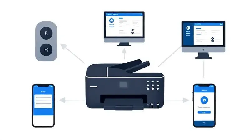 Representação artística dos cinco métodos principais de reset de impressoras