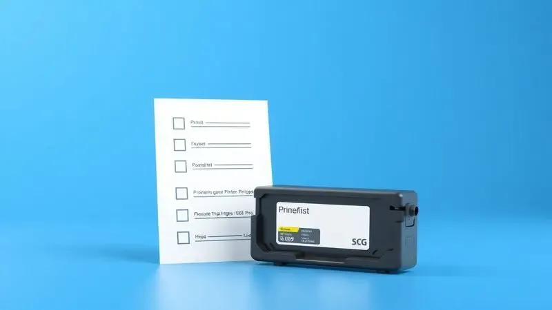 Ilustração 3D de uma lupa analisando cartuchos de tinta para representar o processo de escolha e qualidade.