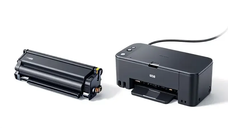 Comparação visual conceitual entre sistema de cartucho tradicional e tanque de tinta