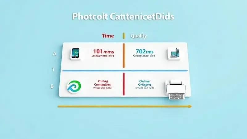 Comparação visual dos métodos para tirar foto 3x4 analisando custo, tempo e qualidade