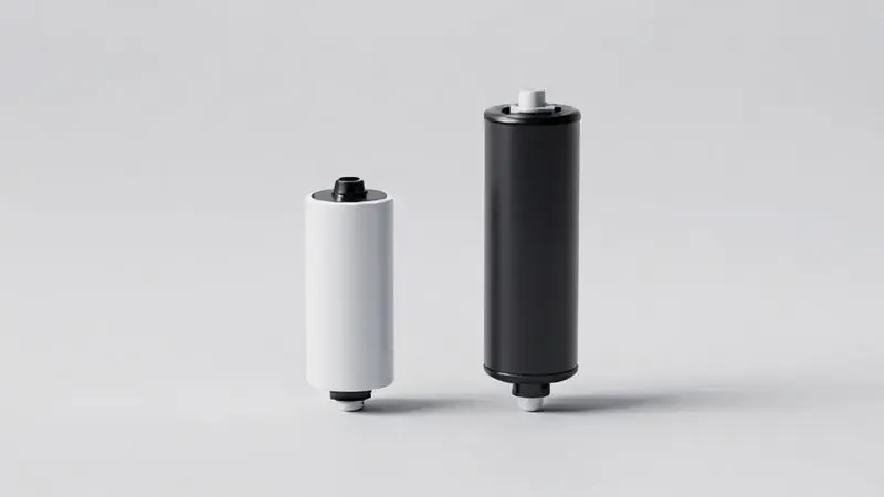 Comparação visual ilustrativa entre cartuchos de impressora de tamanhos diferentes