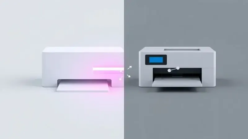 Representação gráfica comparativa entre a precisão da tecnologia laser e a tecnologia de jato de tinta.