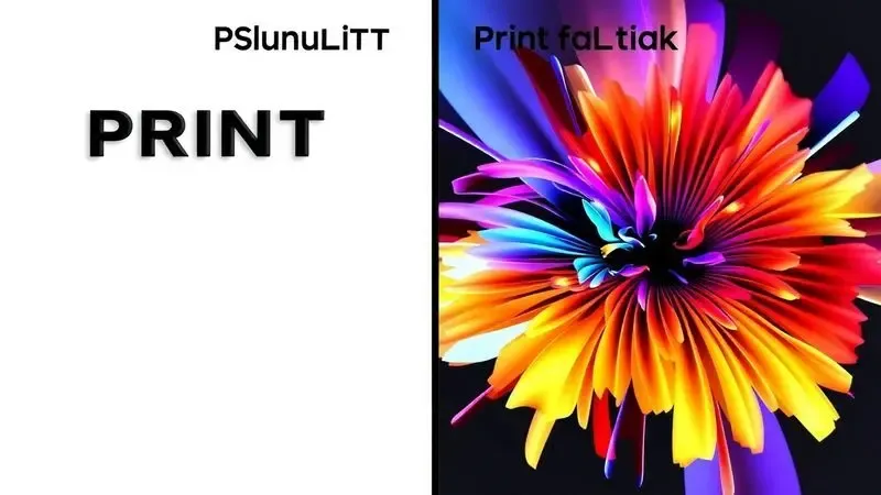 Comparação conceitual entre a nitidez de textos impressos e a vivacidade de cores em fotografias de alta qualidade.