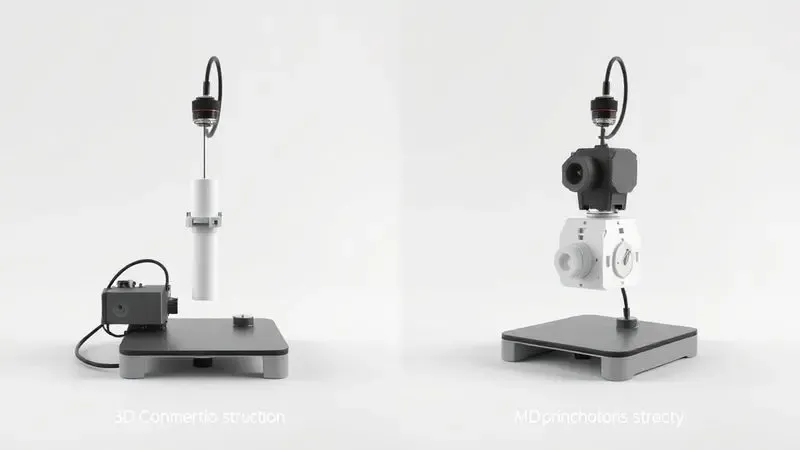 Renderização artística comparativa entre os sistemas de extrusão direta e bowden em uma impressora 3D.