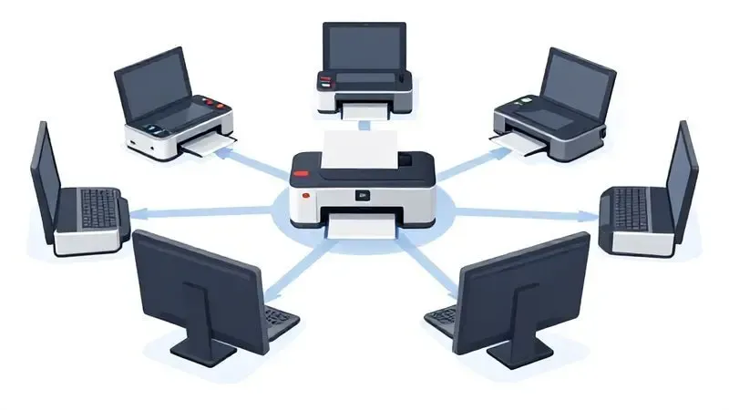 Compartilhamento de impressora entre múltiplos computadores em uma rede Windows