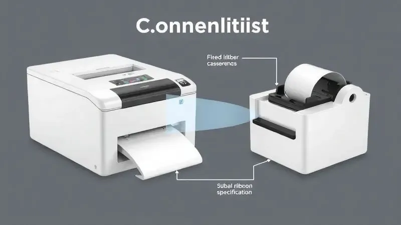 Diagrama conceitual de compatibilidade entre impressora térmica e ribbon
