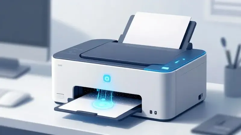 Conceito ilustrativo de reset de impressora representado por fluxo digital de dados