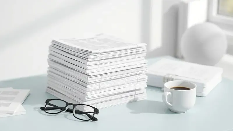 Mesa de estudos organizada com documentos impressos e uma xícara de café simbolizando a conclusão do trabalho.