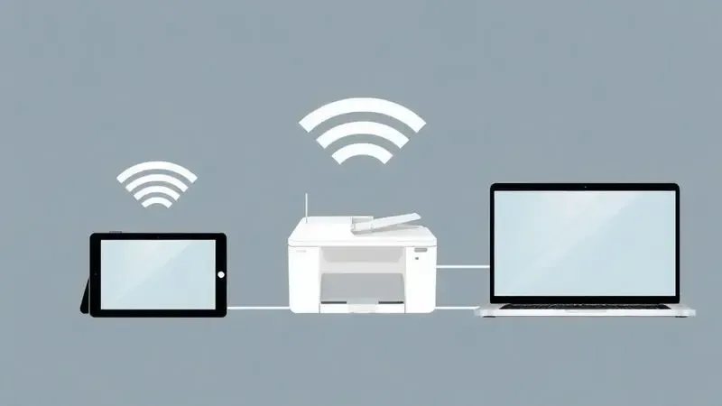 Representação visual de um smartphone enviando documentos para uma impressora via Wi-Fi.