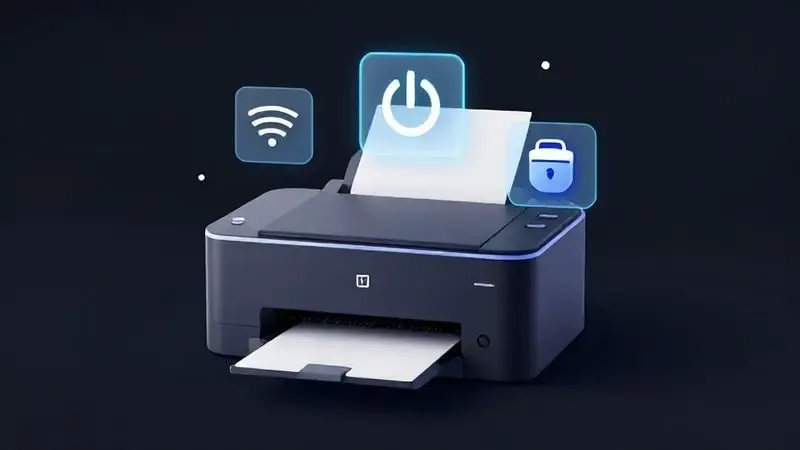 Ilustração conceitual de configurações avançadas e otimização de impressora