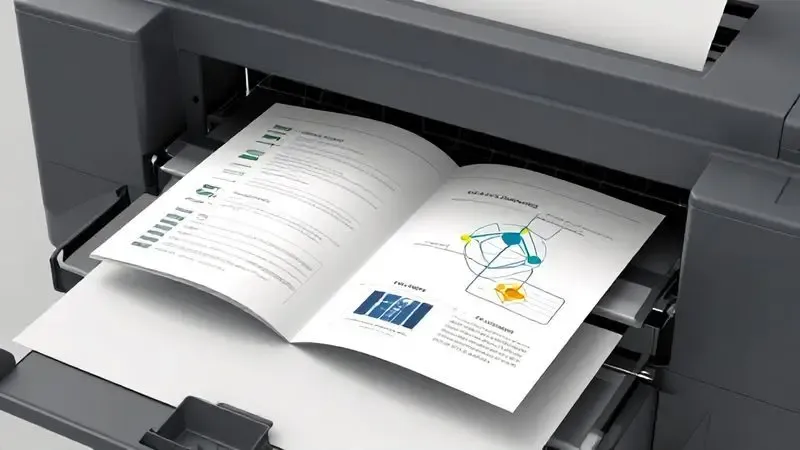 Ilustração conceitual de configurações especializadas para impressão de folhetos dobrados duplex