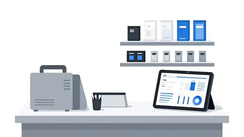 Conceito visual de configuração de negócio de sublimação com espaço de trabalho e produtos