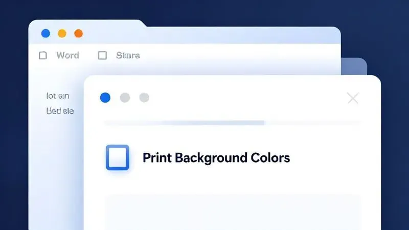 Ilustração de configuração do Microsoft Word para impressão de cores de fundo com checkbox destacado
