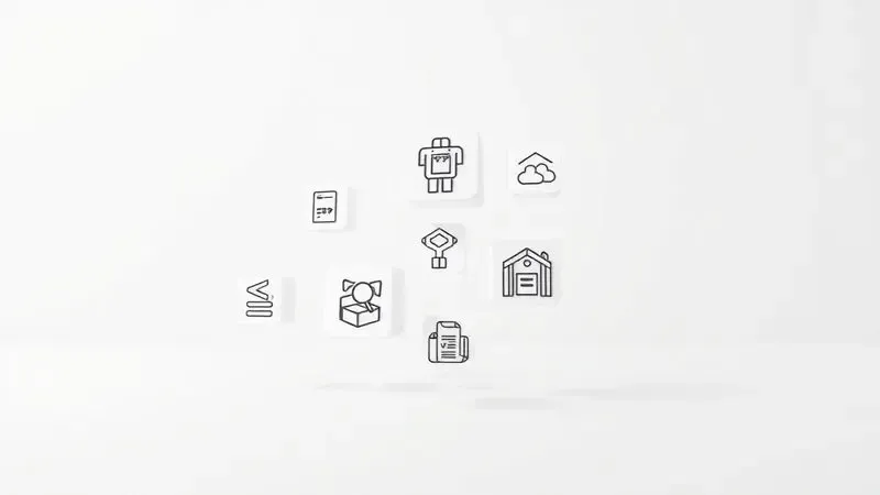 Ilustração conceitual minimalista representando os critérios de escolha de uma impressora 3D, como precisão e volume.