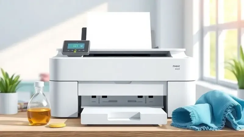 Cena conceitual ilustrando a manutenção preventiva e cuidados com uma impressora para maior durabilidade.