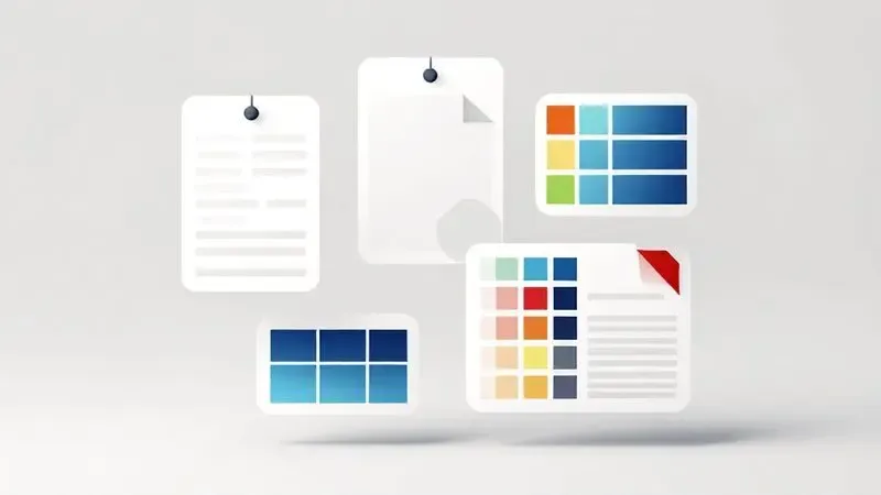 Conceitos de design visual para etiquetas com templates e paletas de cores