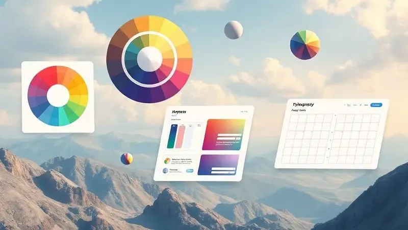 Ilustração de princípios avançados de design com teoria de cores e tipografia