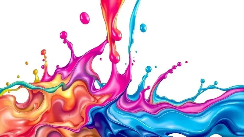 Representação artística digital de cores vibrantes e gotas de tinta simbolizando precisão e qualidade na impressão.