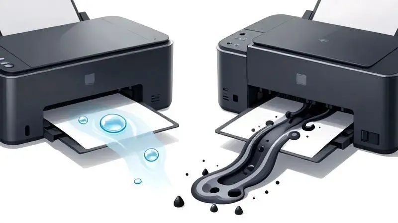 Ilustração comparativa entre problema de ar no sistema e entupimento de tinta