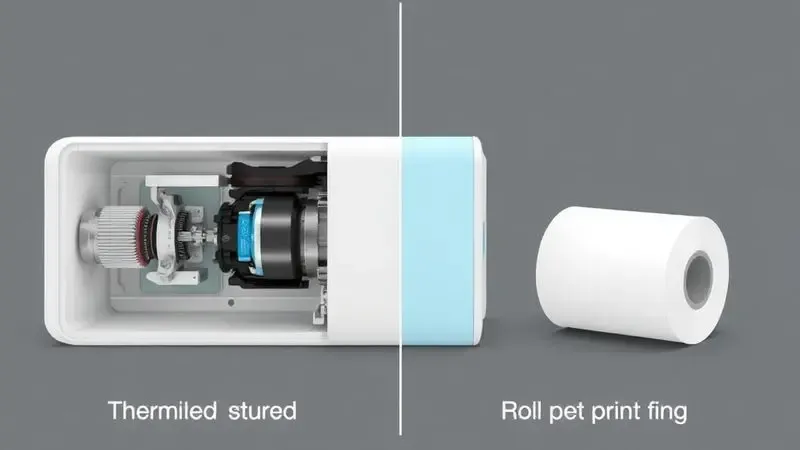 Representação em 3D simplificada do funcionamento interno de uma cabeça de impressão térmica.