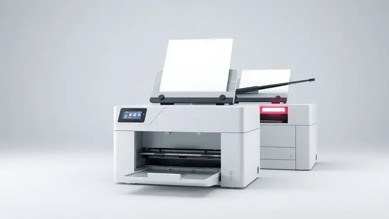 Representação artística em 3D comparando diferentes tecnologias de impressão de forma conceitual.