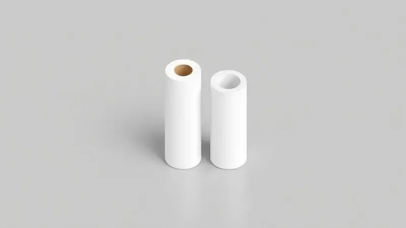 Comparação entre bobinas de papel térmico de 58 milímetros e 80 milímetros em estilo 3D.