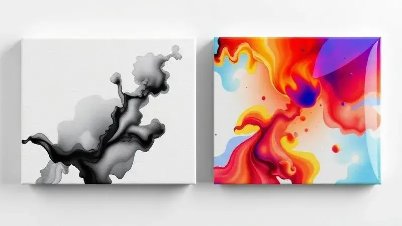 Representação artística das diferenças técnicas e de acabamento entre processos de sublimação e transfer.