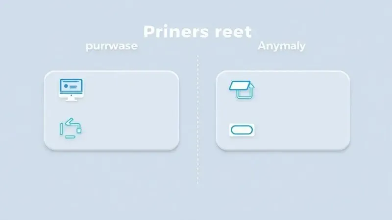 Ilustração 3D conceitual comparando as diferenças técnicas entre soft reset e hard reset em uma impressora genérica.