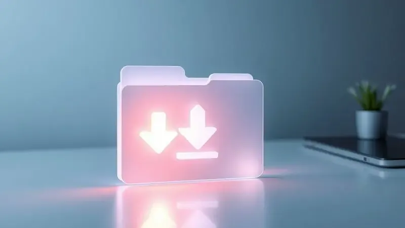 Ilustração digital de um ícone de download e pastas de arquivos representando a busca por drivers e manuais oficiais de impressora.