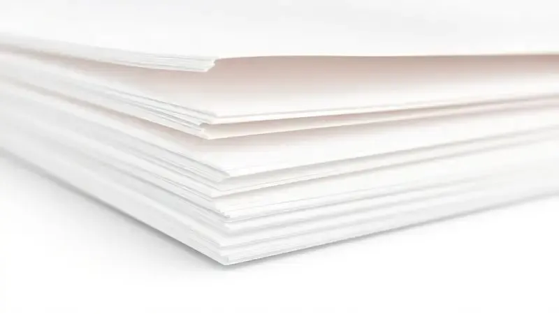 Ilustração detalhada mostrando a diferença de espessura e gramatura entre diversas folhas de papel fotográfico.