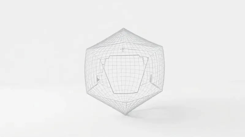 Renderização 3D de uma geometria com falhas técnicas ilustrando erros comuns de modelagem para impressão.