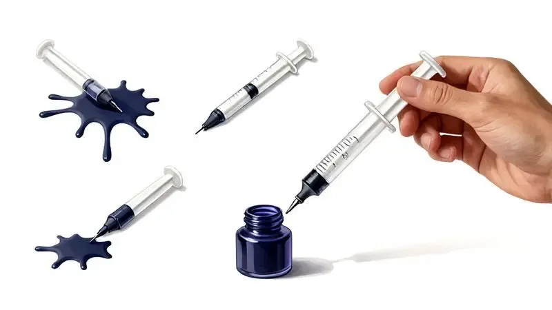 Ilustração conceitual de erros comuns durante recarga de tinta e como evitar