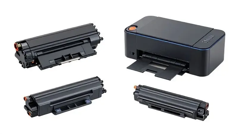 Ilustração dos erros mais frequentes durante a troca de cartuchos de impressora