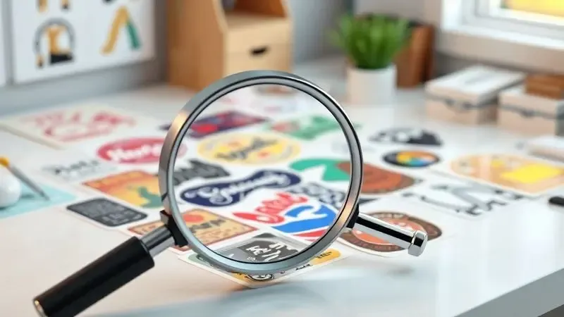 Lupa inspecionando diferentes texturas de papéis adesivos vinílicos de alta qualidade em uma mesa de trabalho.