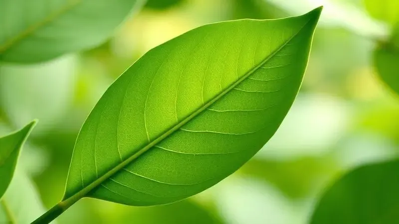 Representação artística da sustentabilidade do filamento PLA com folhas verdes e estrutura impressa.