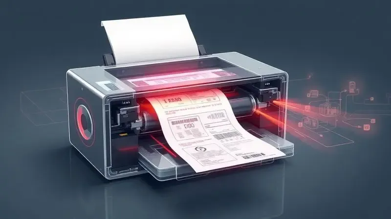 Diagrama ilustrativo do funcionamento de impressora térmica com elementos de calor e papel térmico