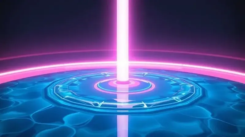 Ilustração digital de um feixe de luz UV solidificando uma camada de resina líquida em um processo de impressão.