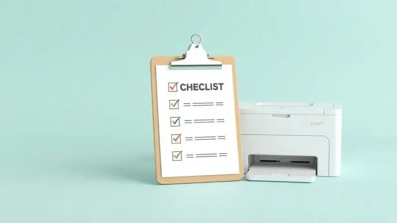 Representação artística de como escolher uma impressora observando detalhes técnicos e qualidade de impressão.