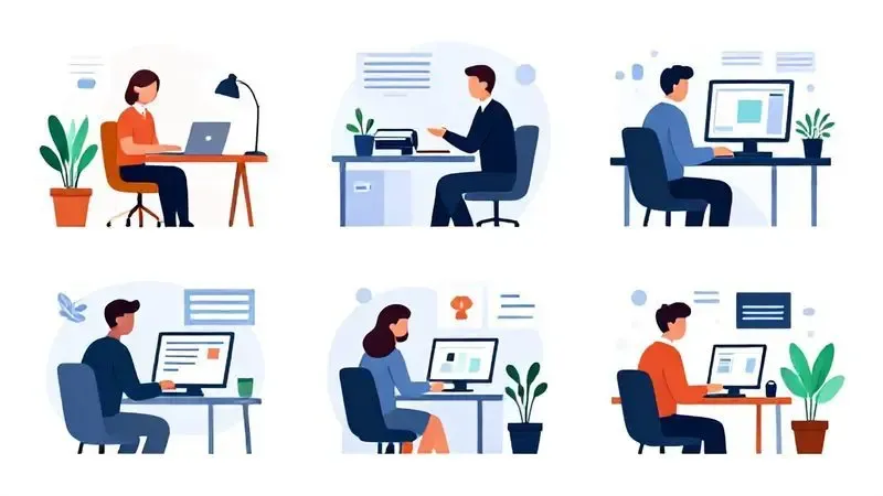 Ilustração conceitual dos quatro perfis de usuário para escolha de impressora adequada