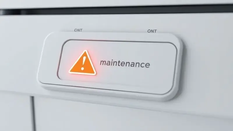 Representação visual de um painel de impressora genérico com luz de alerta de manutenção ativada.