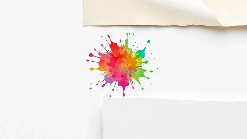 Ilustração digital comparando diferentes texturas de papel de impressão com uma mancha artística de tinta para mostrar absorção.